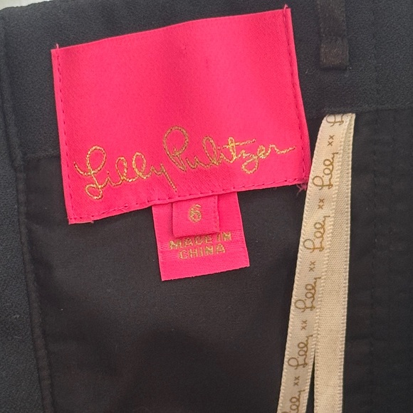 Lilly Pulitzer Black and Gold Strapless Jumpsuit. Size 6 - Picture 3 of 11